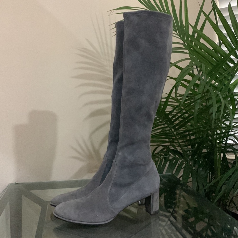 STUART WEITZMAN Suede Metal trim Heel Boots - Picture 13 of 14